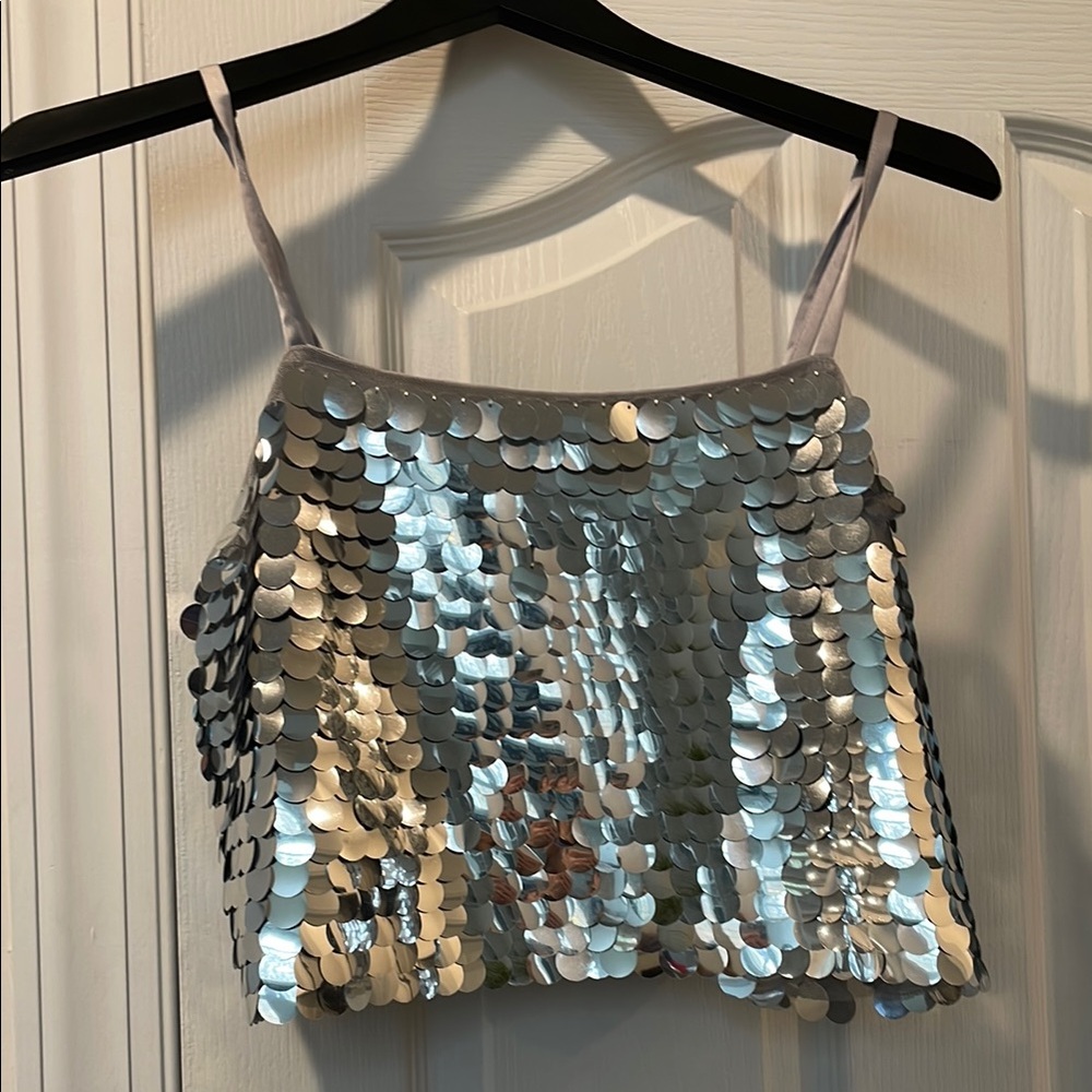 Metallic Sequin Crop Top